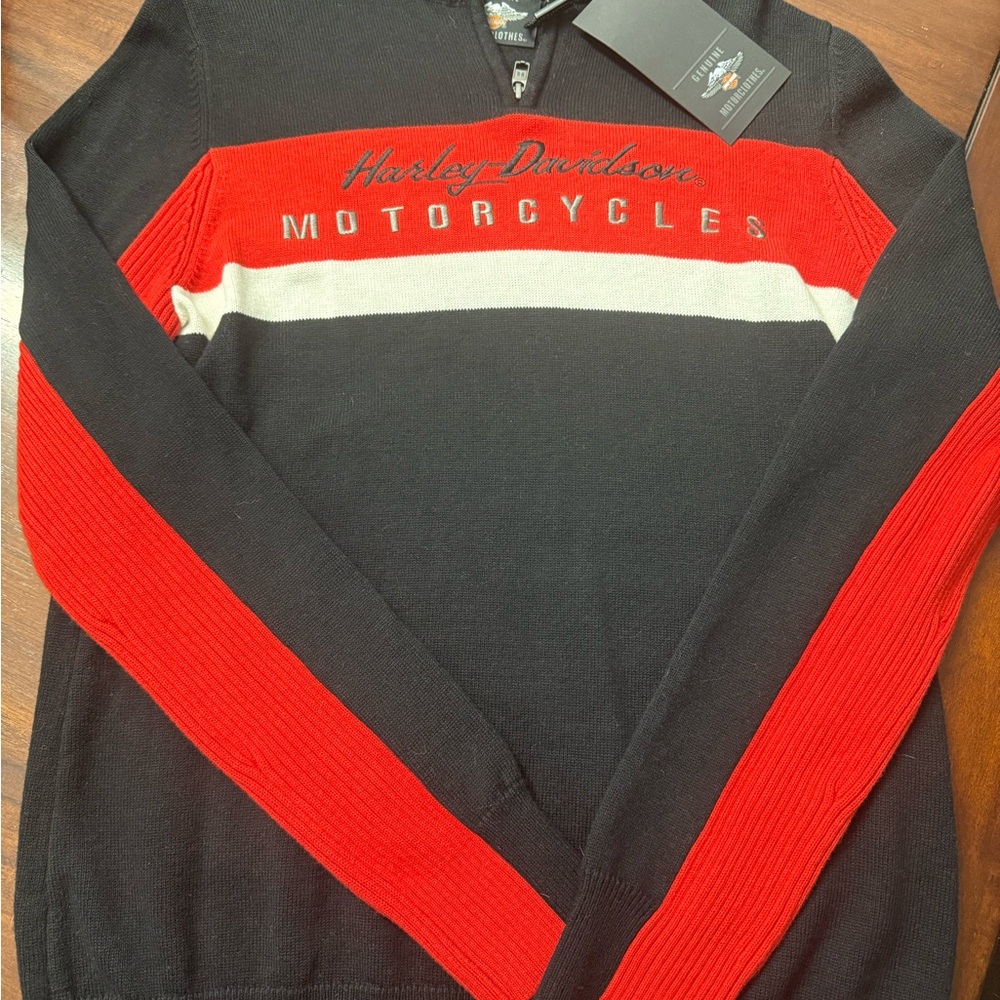 Harley-Davidson Women’s Black, Red, and White Crewneck Sweater